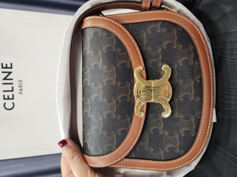 Celine Teen Besace Triomphe In Triomphe Canvas And Calfskin