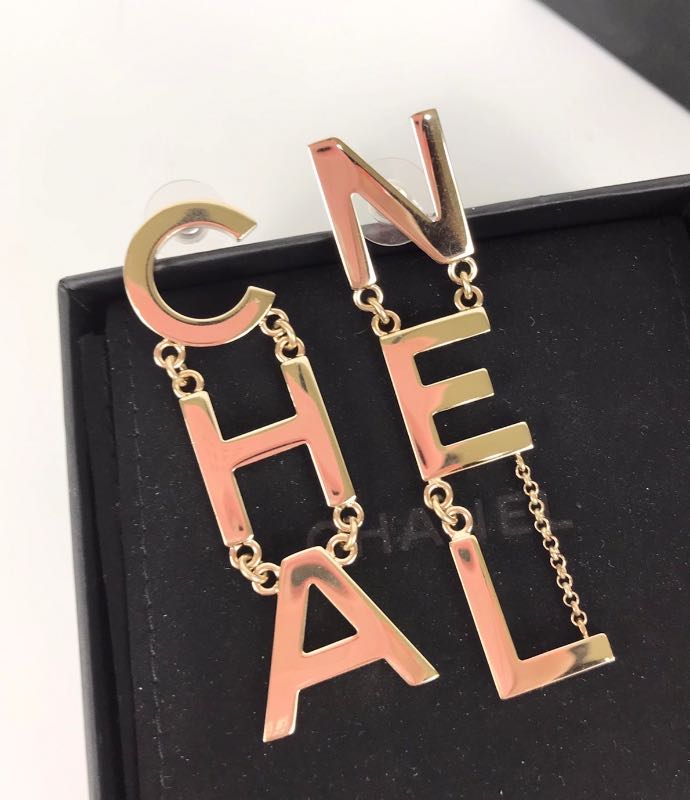 SASOM  accessories Chanel Metal Enamel Cha-Nel Logo Earrings In