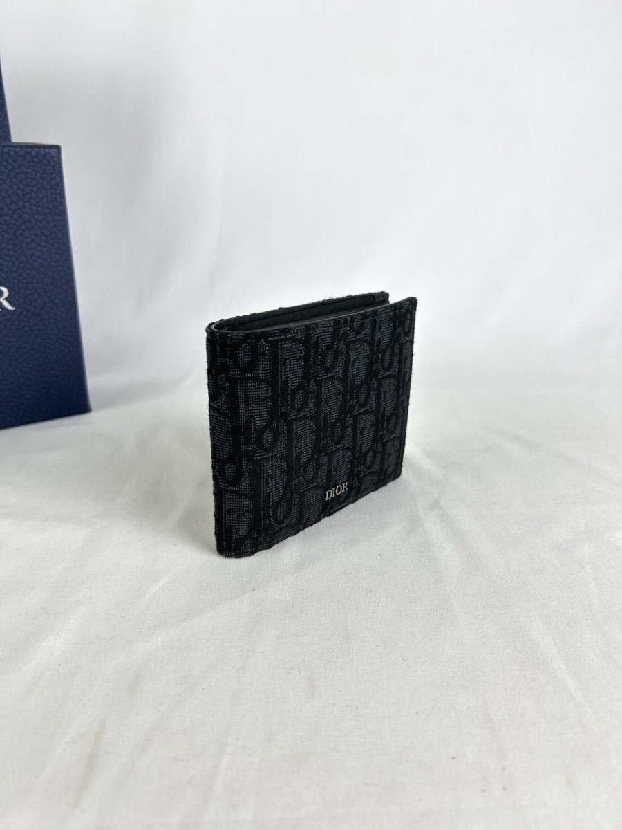 Dior Compact Wallet In Black Dior Oblique Jacquard