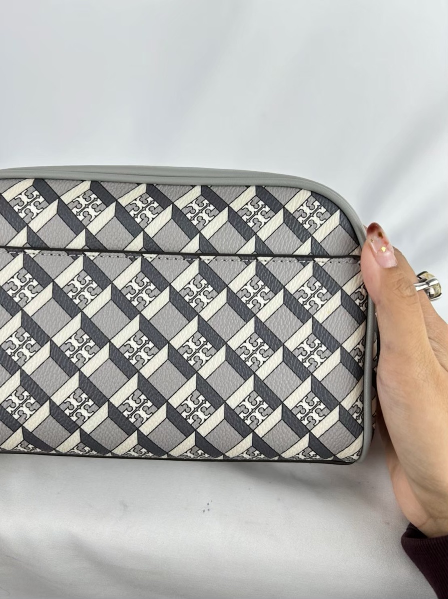Tory Burch Geo Logo Essentials Pouch In Coated Canvas With