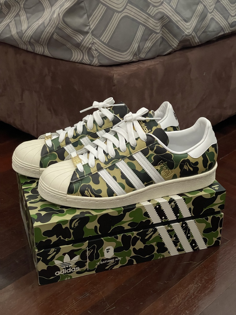 adidas gazelle silver green womens Preowned Adidas Superstar Bape ABC Camo Green Sz 11.5M/13W  Music City  Vintage