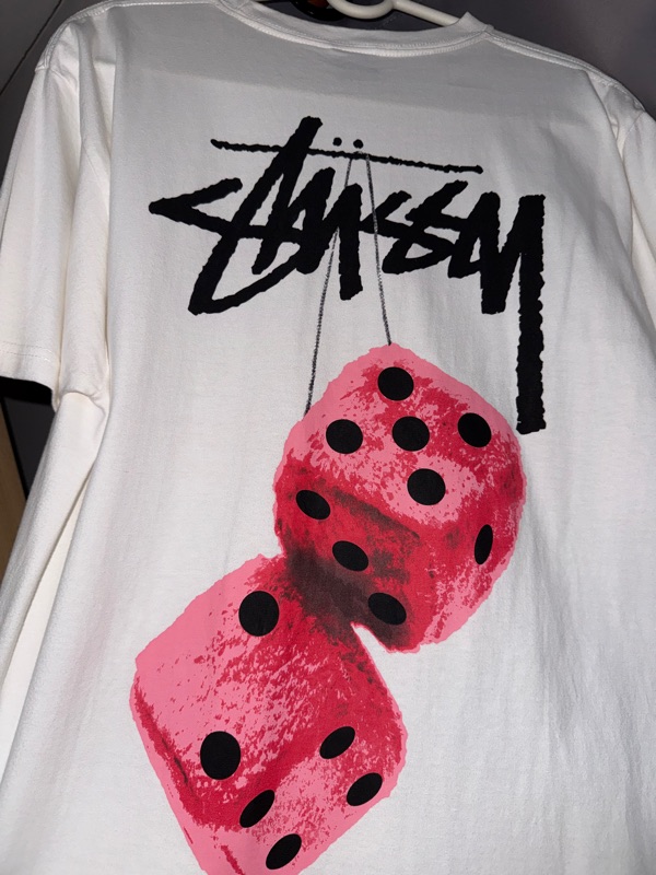 Stussy Fuzzy Dice T-Shirt White Shop Authentic at SASOM