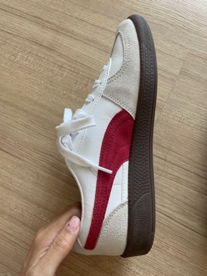 ★PUMA★ Palermo Lth White Gray Red 39646405 Puma Palermo Lth Shoes 'White/Vapor Gray/Red' (396464-05