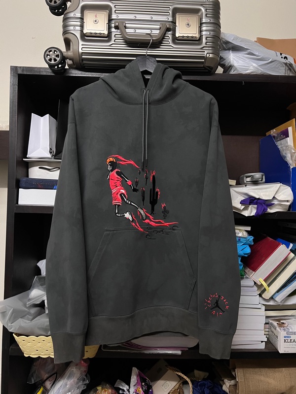 Jordan x Travis Scott Washed Suede Hoodie Grey | ของแท้