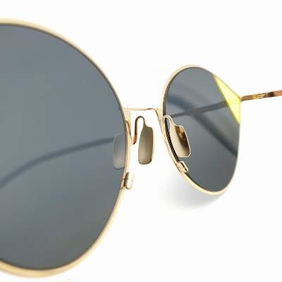 Fendi Cat Eye Sunglasses In Gold Metal Frame With Yellow  display picture 2