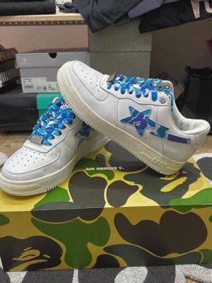 a bathing ape bape sta low white abc camo blue