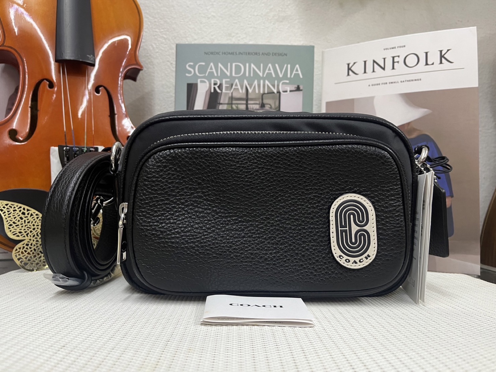 SASOM | กระเป๋า Coach Court Fabric With Leather Shoulder Bag 