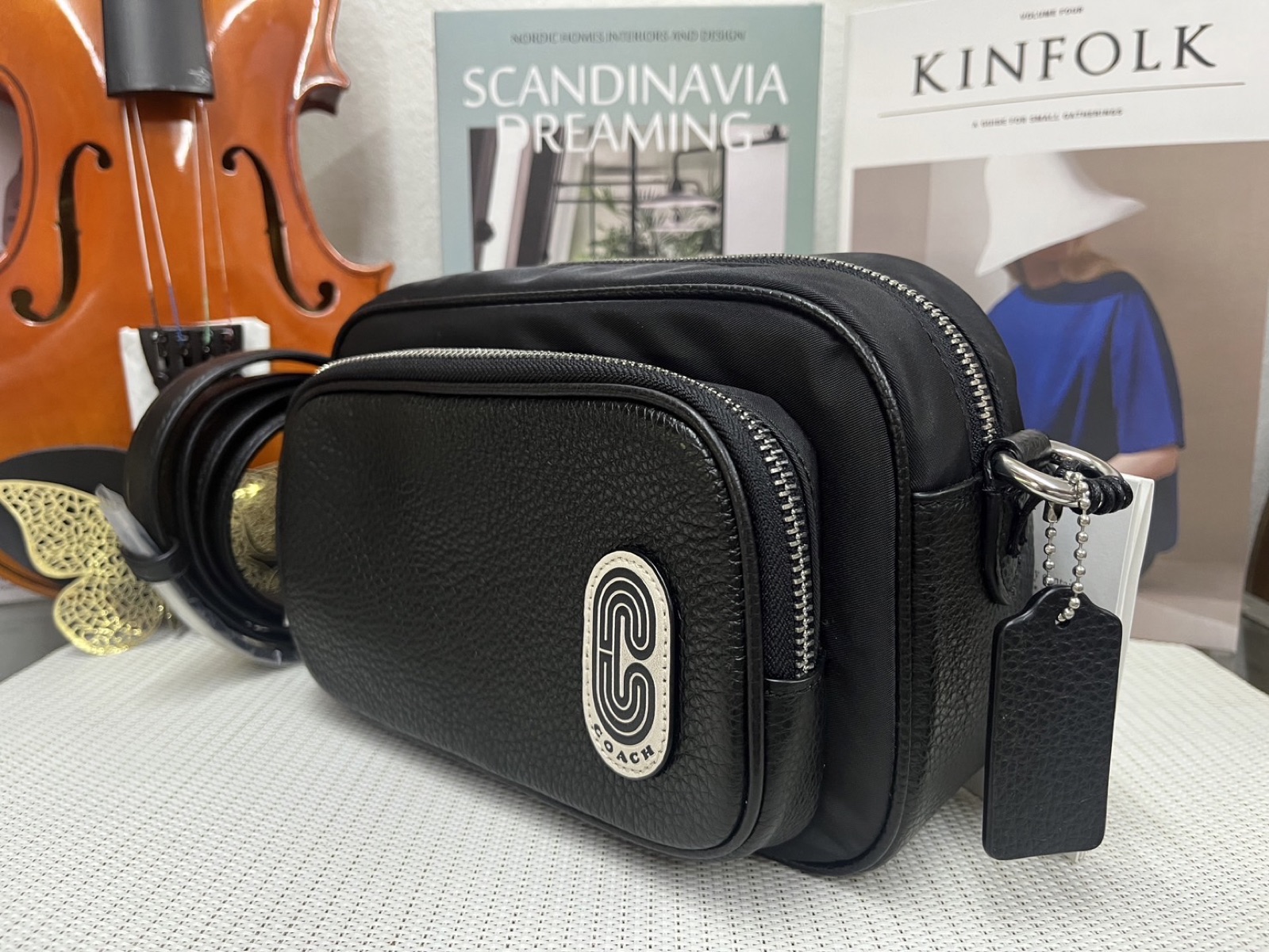 SASOM | กระเป๋า Coach Court Fabric With Leather Shoulder Bag 