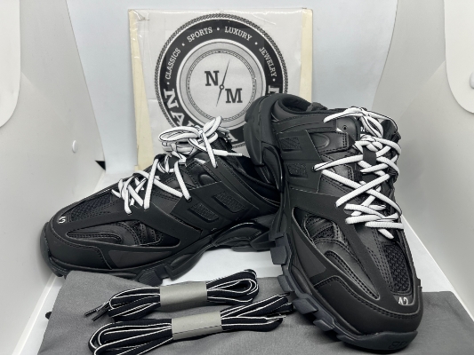 【美品】BALENCIAGA TRACK MULE ブラック 653814 Balenciaga Track Mule Black White Men's - 653814W3DA49019 - US