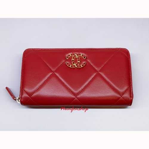 SASOM | Chanel 19 Zippy Wallet Lambskin Red