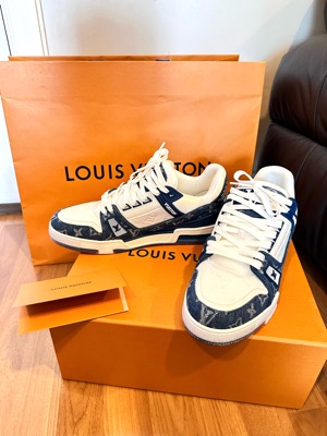 Louis Vuitton Trainer Yellow Monogram Denim White