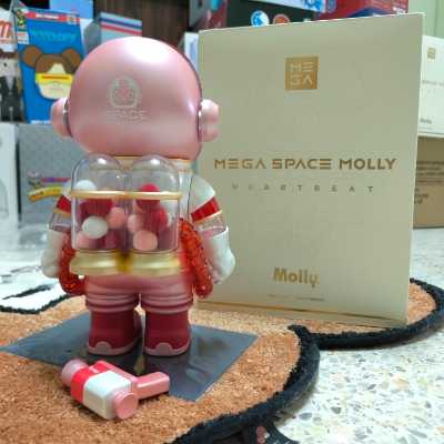 เช็คการ์ด) Pop Mart Mega Collection Space Molly Heartbeat 400%