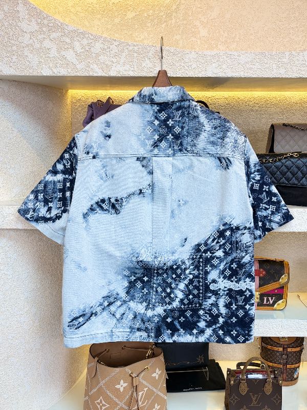 Louis Vuitton Monogram Bandana Short-Sleeved Denim Shirt Indigo