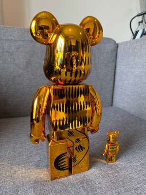BE@RBRICK GARFIELD GOLD CHROME Ver. 400% + 100% | SASOM