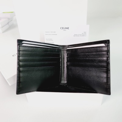 CELINE Triomphe Canvas Bi-fold wallet with coin compartment in triomphe  canvas (10C872BQB)