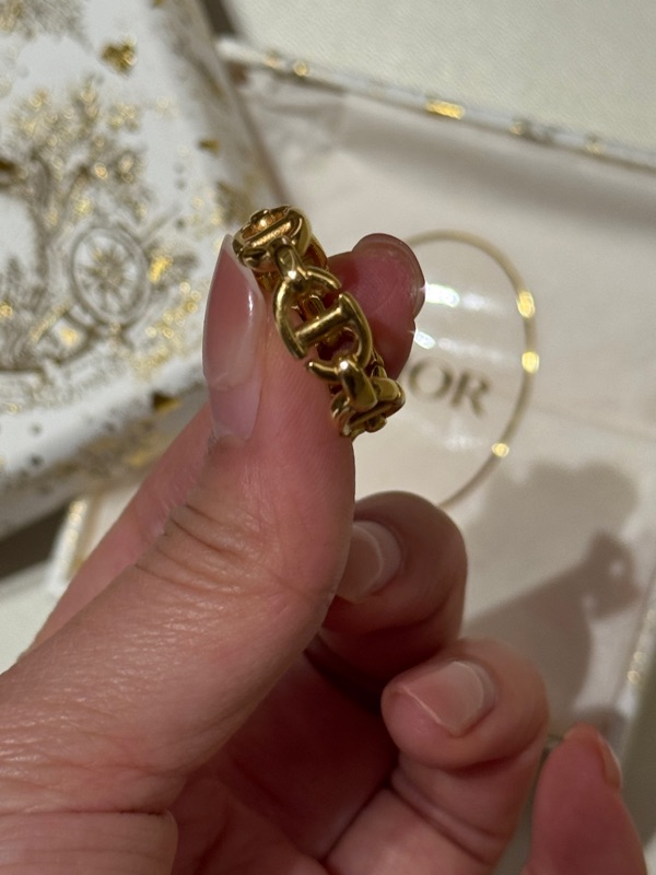 Dior CD Navy Ring Gold-Finish Metal Shop Authentic at SASOM