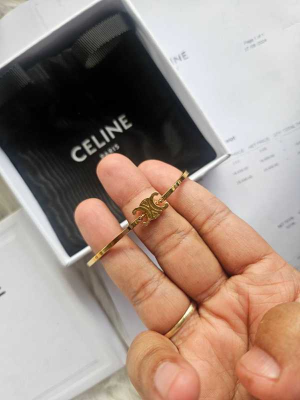 Celine Triomphe Articulated Bracelet In Brass With Gold