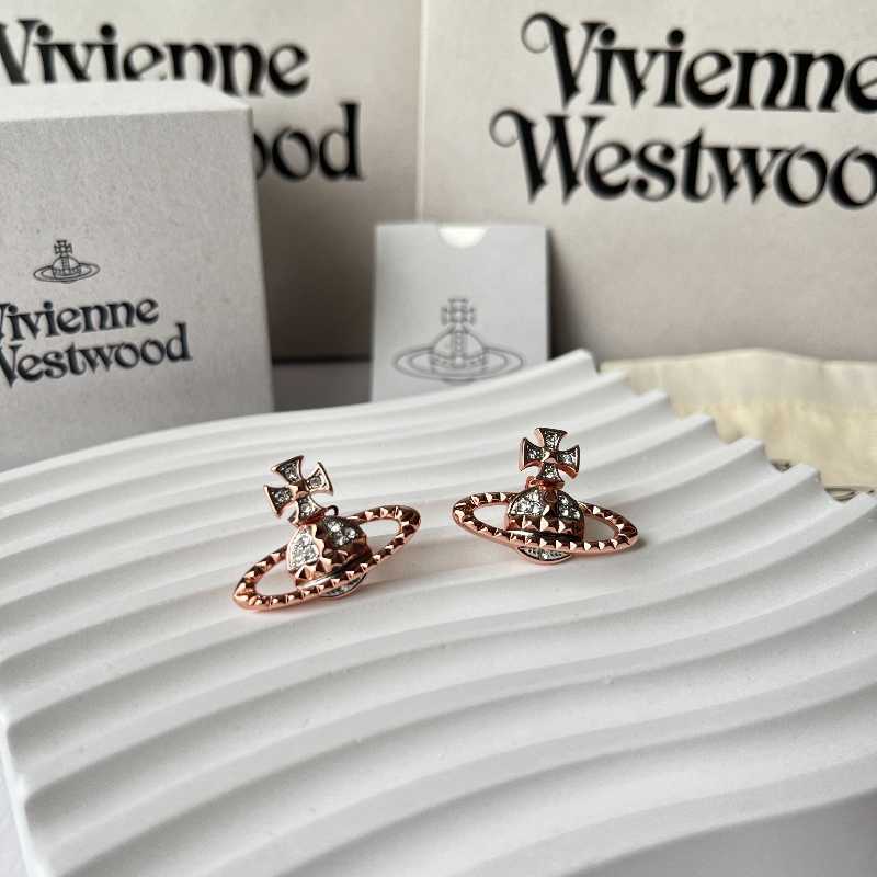 Vivienne Westwood Crystal Mayfair Bas Relief Earrings Pink Gold