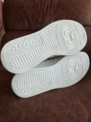 Gucci GG Sneaker White GG Embossed Leather With Smooth Leather