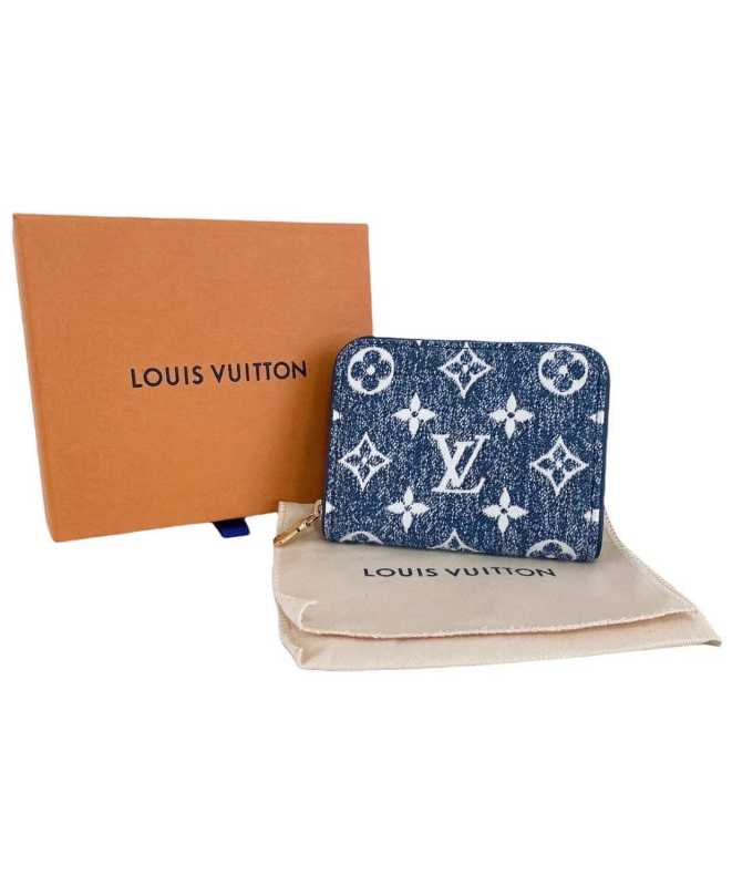 Louis Vuitton Zippy Coin Purse Denim Jacquard Navy Blue in Denim/Calfskin  Leather with Gold-tone - US