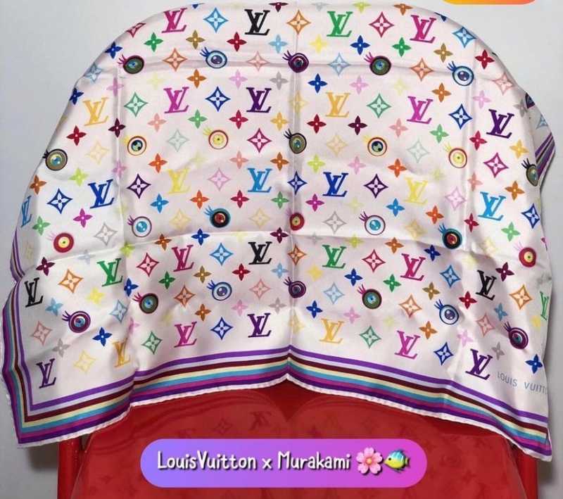 White LV Multicolored Silk Bonnet