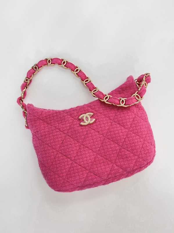 Chanel Cashmere Tweed Hobo - Pink Hobos, Handbags - CHA951266