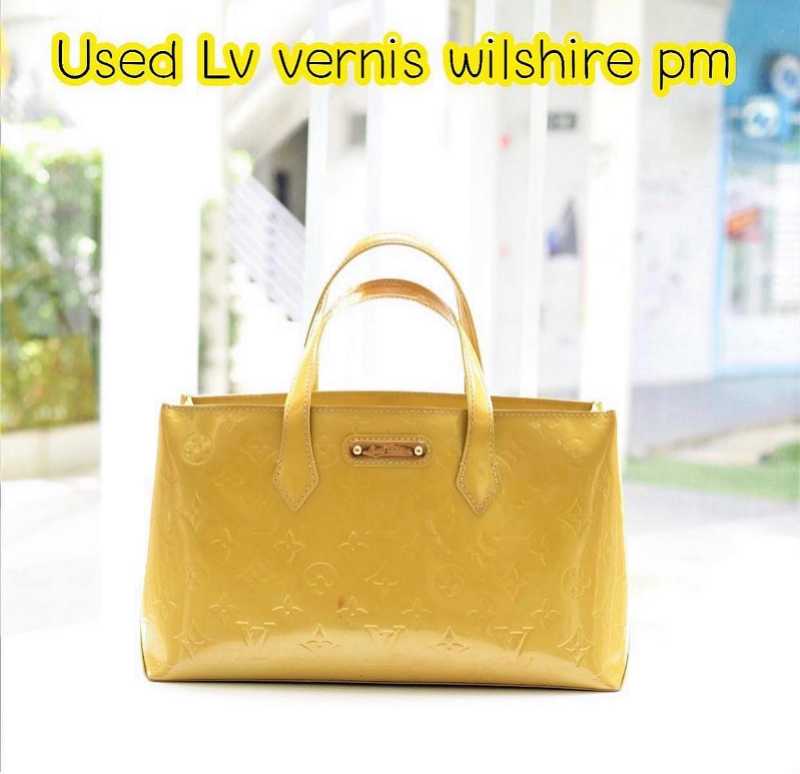 Yellow Louis Vuitton Monogram Vernis Wilshire PM Handbag