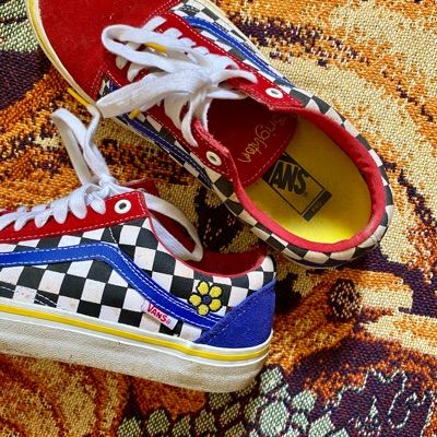 国内配送 VANS x BUMP OF CHICKEN OLD SKOOL BLUE /RED Vans old skool retro block on feet 2025