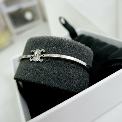 Celine Triomphe Articulated Bracelet In Brass With Rhodium