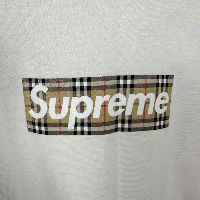 Supreme Burberry Box Logo Tee White Shop Authentic at SASOM