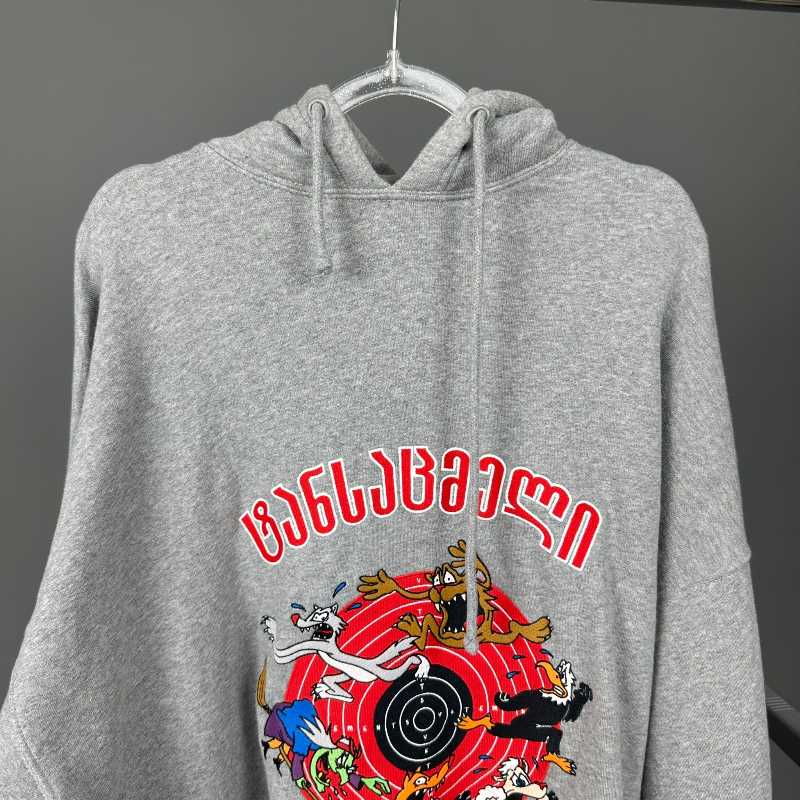 Vetements augmented reality hoodie パーカー Vetements Augmented Reality Cartoon Embroidered Hoodie Grey