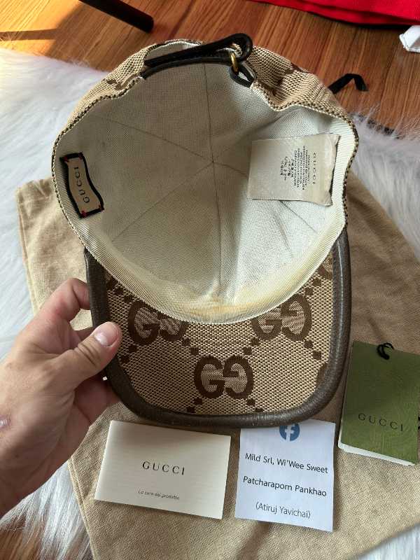 Gucci Jumbo GG Canvas Baseball Hat In Camel And Ebony Jumbo  display picture 1