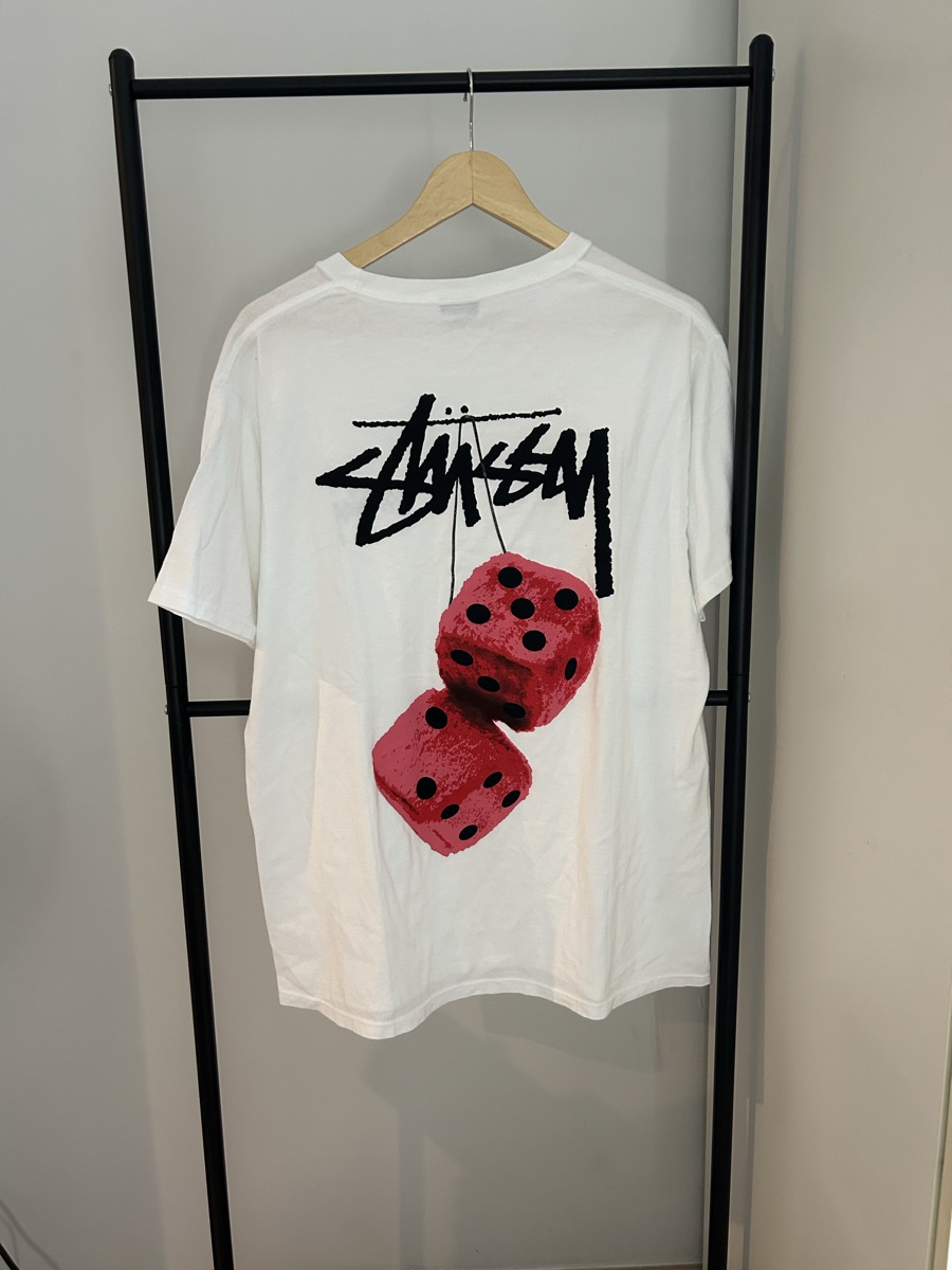Stussy Fuzzy Dice T-Shirt White Shop Authentic at SASOM