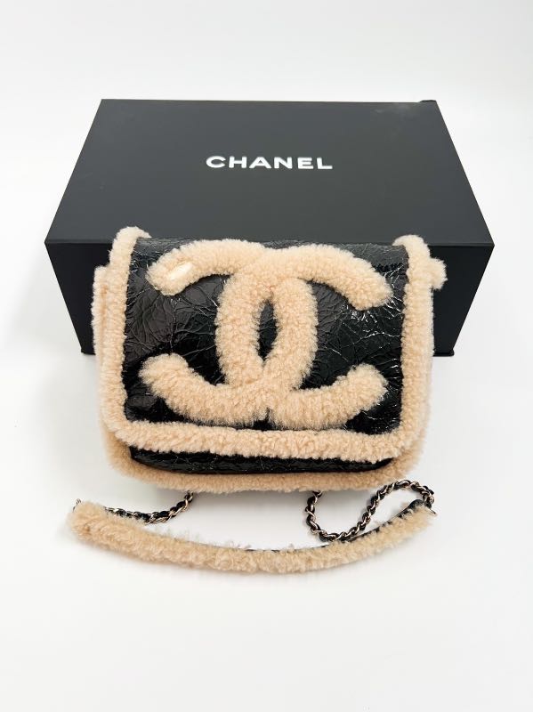 chanel shearling belt bag