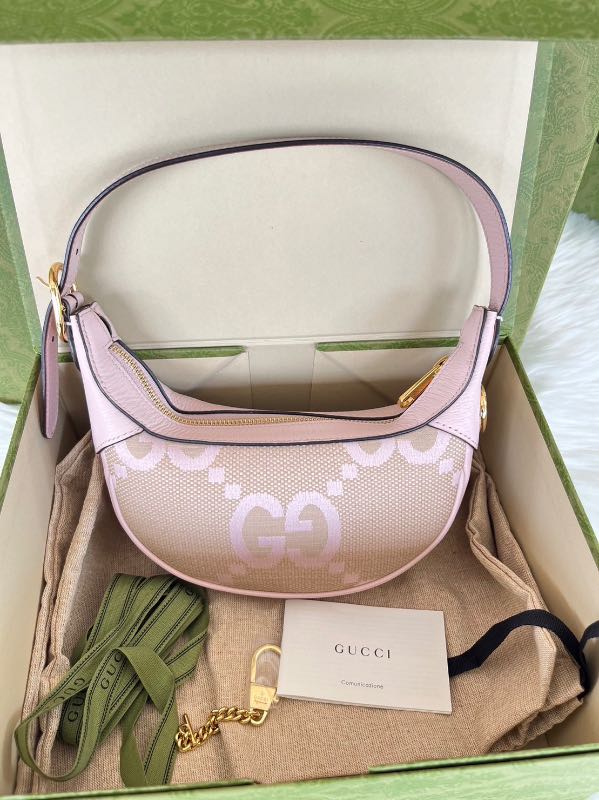 Gucci Ophidia Jumbo GG Mini Bag Camel/Light Pink in Canvas with