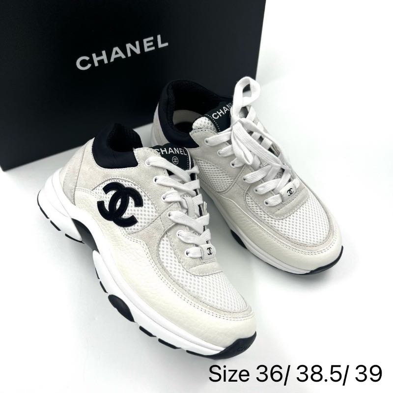 SASOM  shoes Chanel Sneakers Mesh Suede Calfskin Grained Calfskin & White  Black Check the latest price now!