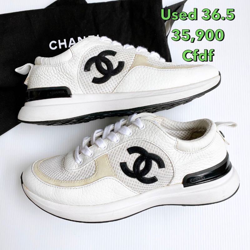 SASOM  shoes (W) Chanel Sneakers Mesh Suede Calfskin & White Check the latest  price now!