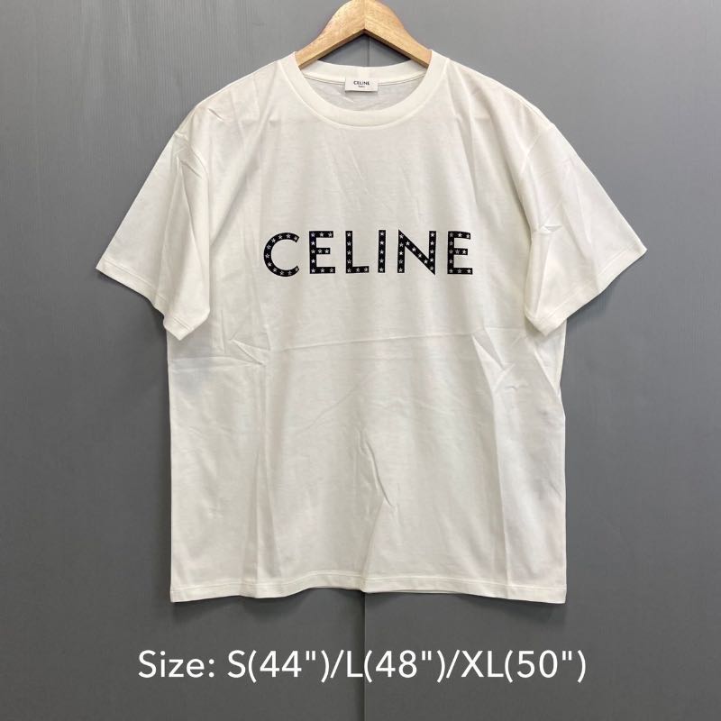 Celine Celine Rhinestones Loose T-Shirt 2X47F671Q.01OB, White, L