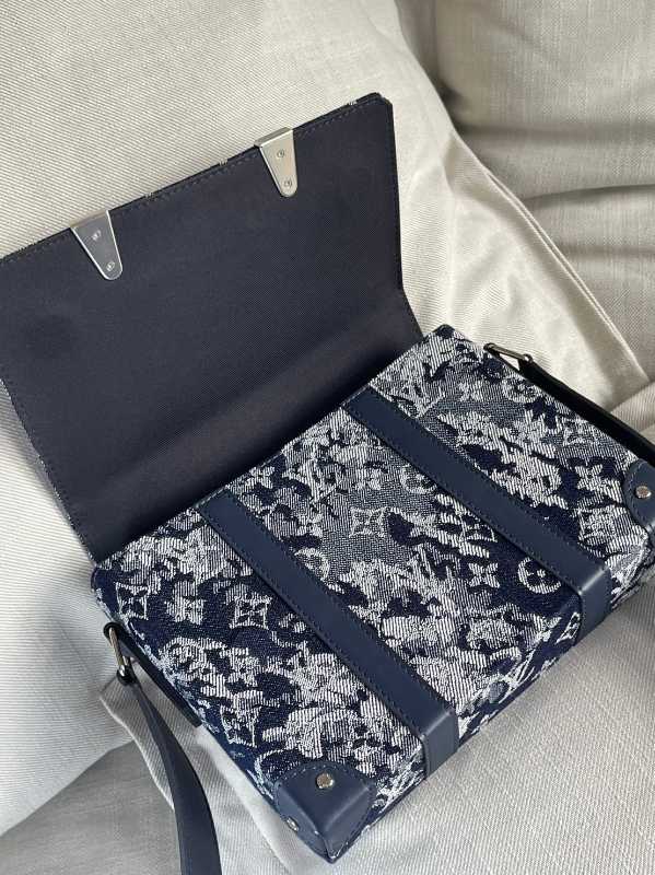 Louis Vuitton Trunk Messenger Bag Monogram Tapestry Canvas Blue 1711861