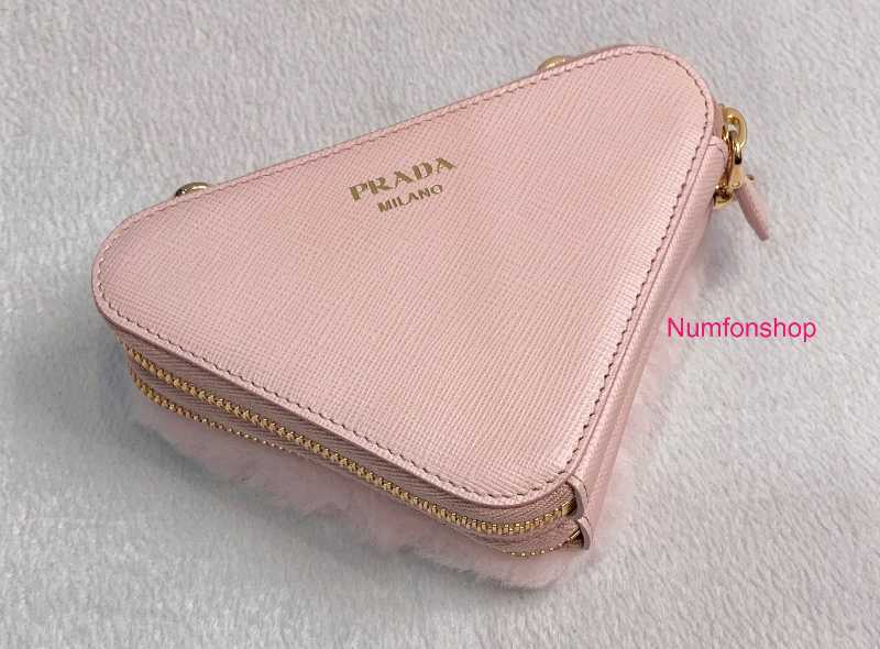 Shearling and Saffiano Leather Mini-pouch - Orchid Pink