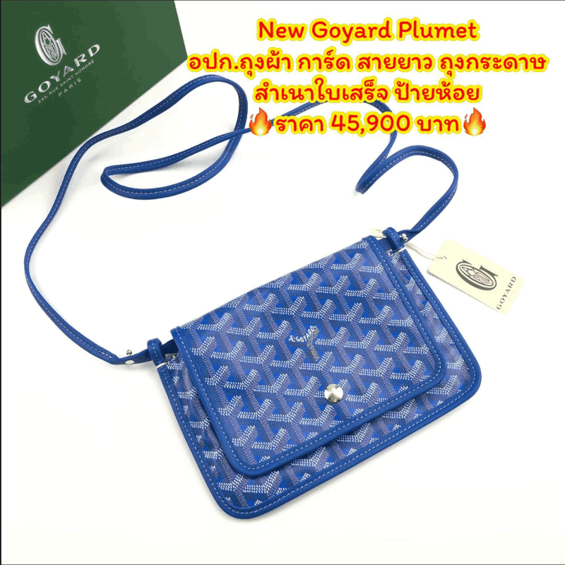 Goyard Plumet Pouch Sky Blue in Canvas/Calfskin with Palladium