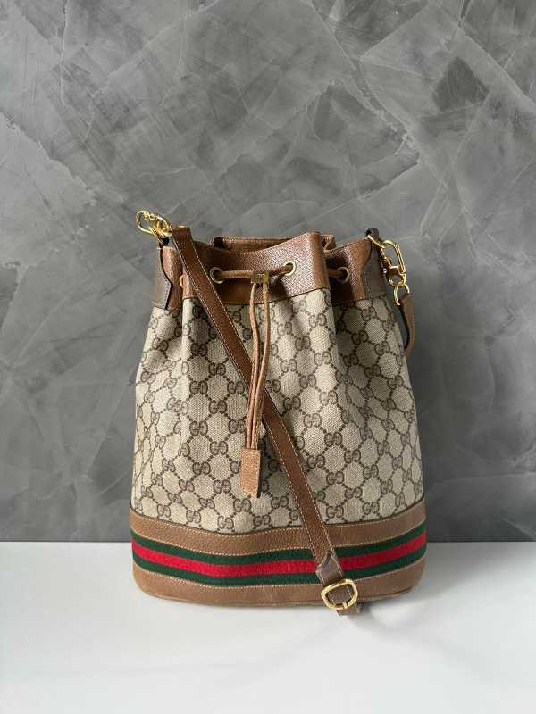 GUCCI Ophidia GG Supreme Canvas Bucket Bag Beige 540457