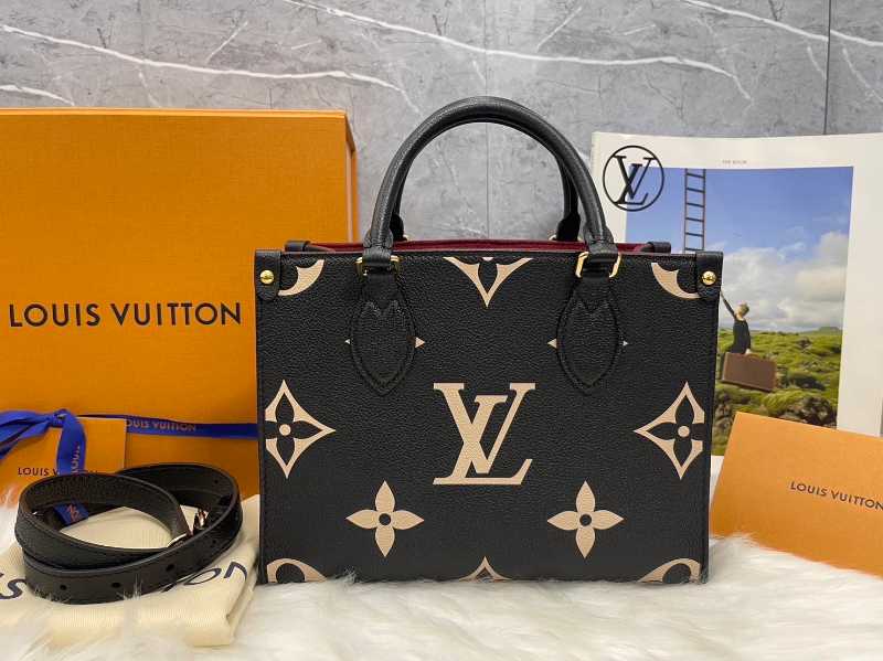 Louis Vuitton Onthego PM Black/Beige in Cowhide Leather with Gold