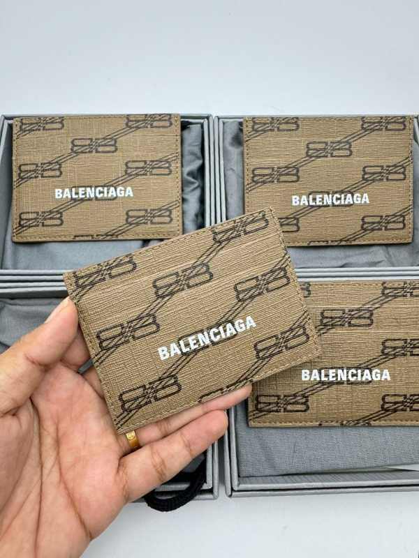 Balenciaga Signature Card Holder In Beige and Brown BB