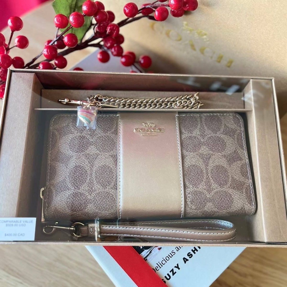 Coach Boxed Long Zip Around Wallet In Signature Canvas With