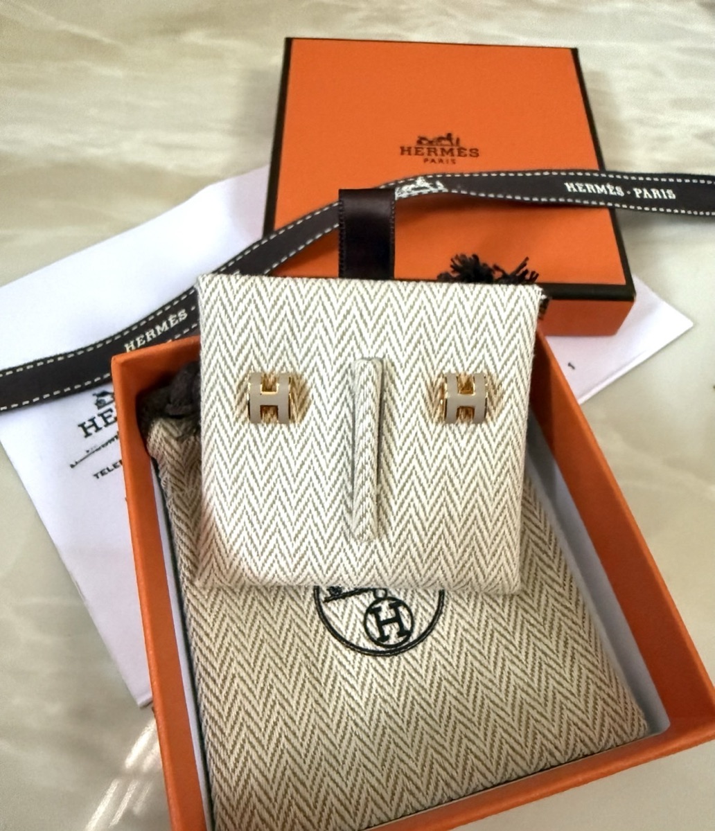 【手元在庫】HERMES ペンダント Mini Pop H Marron Glace RG金具 New HERMES Mini Pop H Pendant Necklace Marron Glace Gold