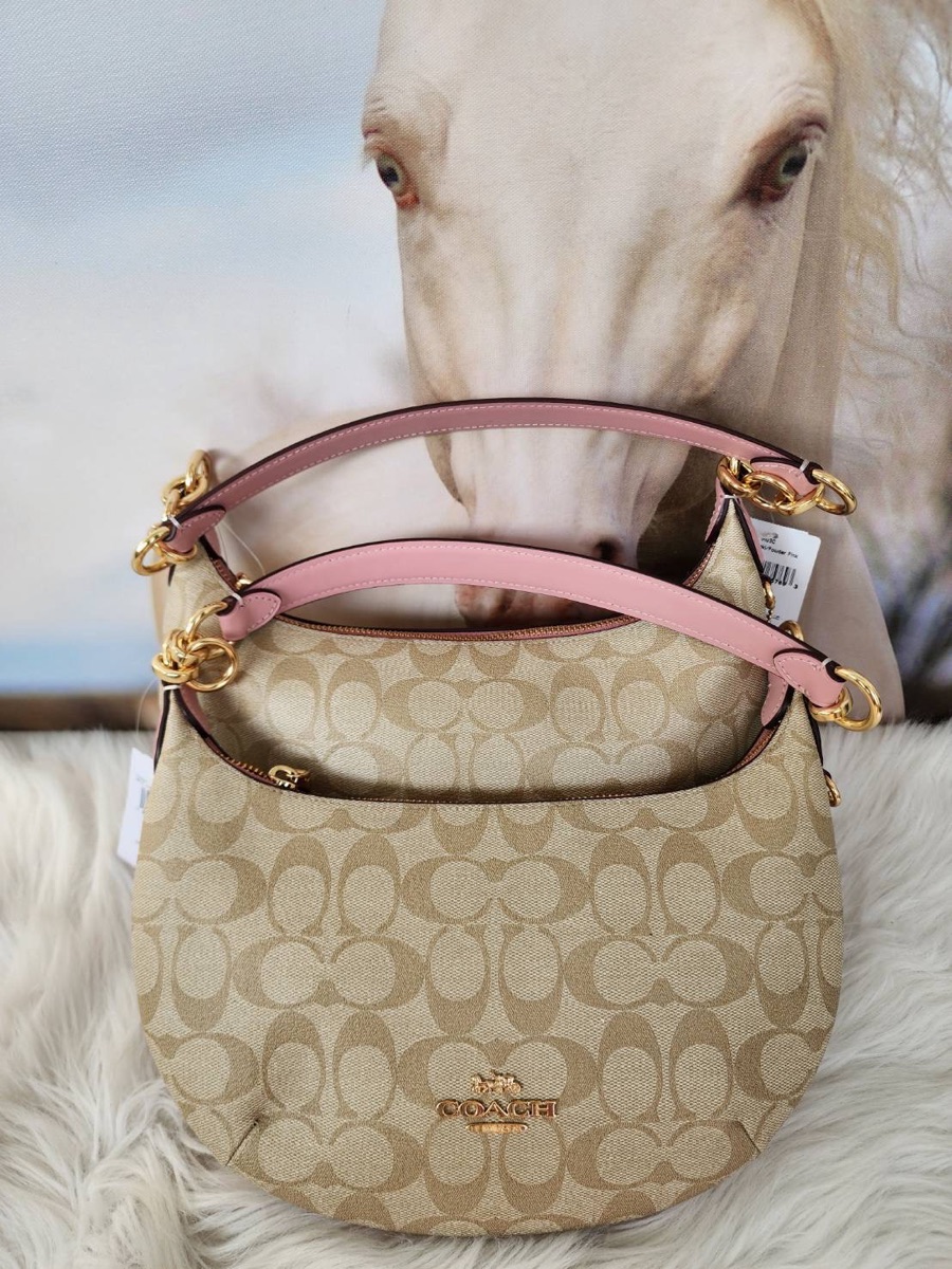 バッグ Coach Signature Khaki Canvas Hobo Bag Coach Ci791 Mara Designer Handbag - Signature Canvas Hobo
