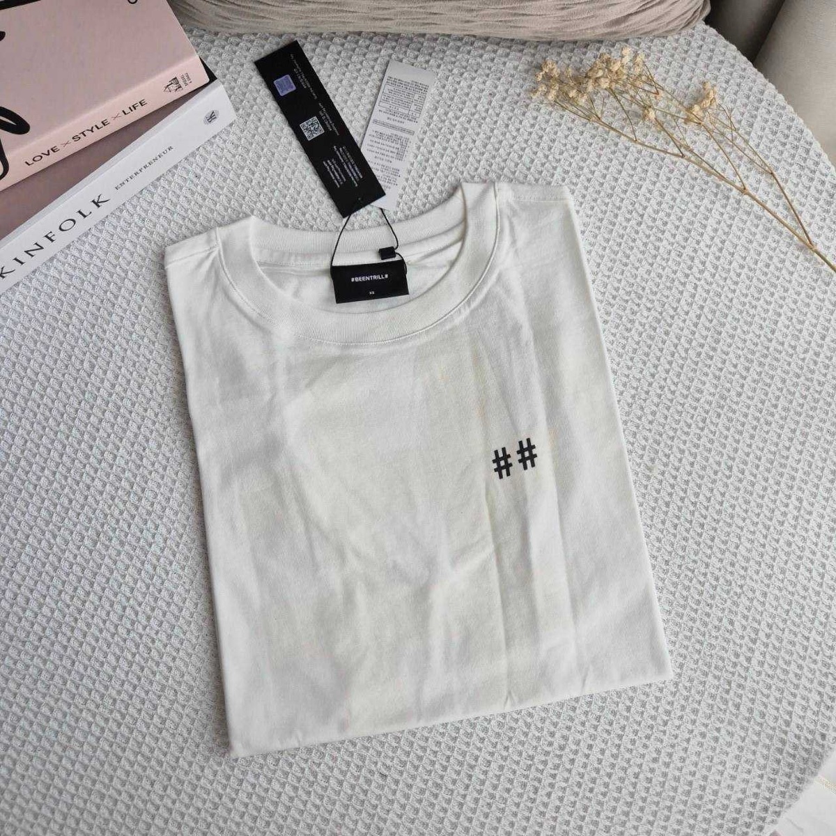[BEENTRILL]★NEW MINI TAPING HASHTAG SHORT SLEEVE T-SHIRT Promo Beentrill Mini Taping Hashtag T-shirt Black Diskon 47