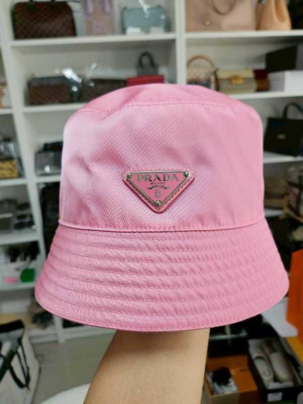 Authentic Prada Nylon Bucket Hat in “Begonia Pink” Prada Re-Nylon Bucket Hat With Enameled Metal Triangle Logo  main image 2