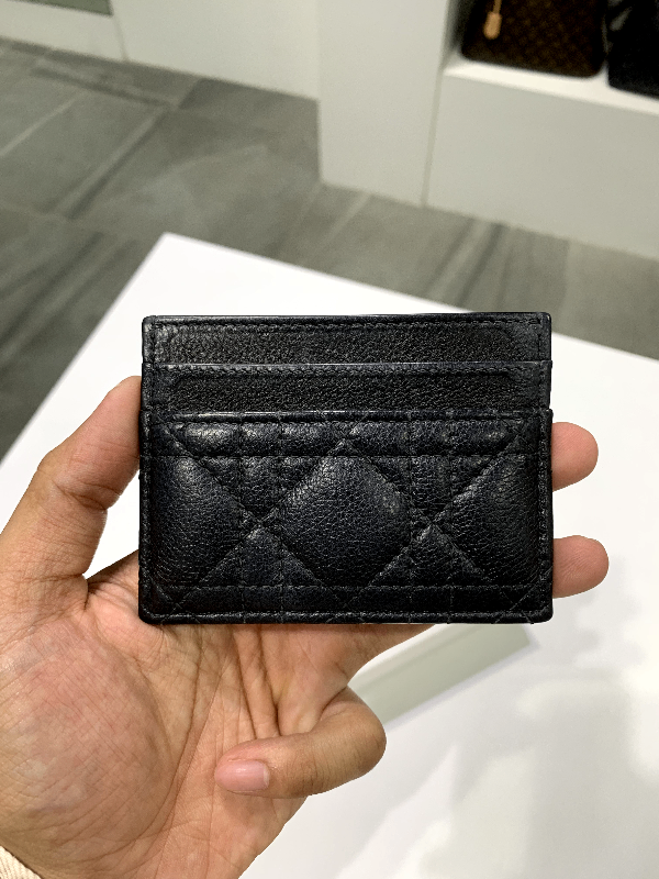 Dior Caro Five-Slot Card Holder Black Supple Cannage Calfskin
